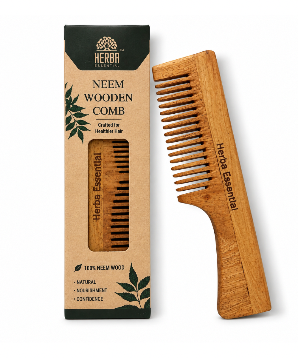 Kacchi Neem Comb, Natural Neem Wood Hair Comb, 1 Piece,Wide-tooth design for easy hair grooming